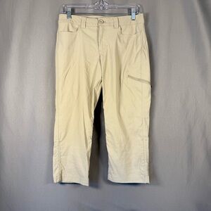 Eddie Bauer Women’s Khaki Capri’s Cargo/Hiking Pockets Nylon Outdoor Size 6